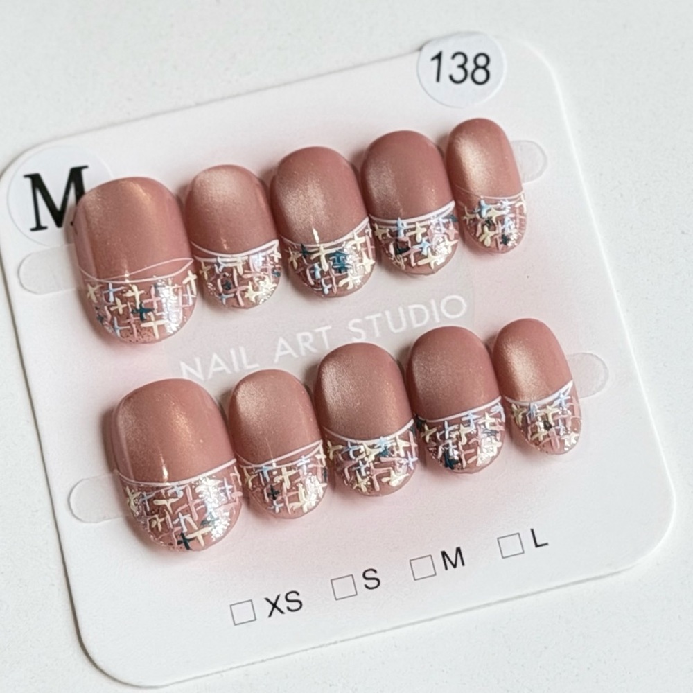Handmade Press-On Nails Size M | Reusable | Full Set w/ Prep Kit | Brand New 138